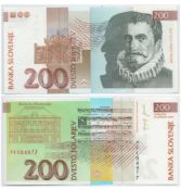 2 X Uncirculated 200 Tolar banknotes from Slovenia in excellent condition. We combine postage on