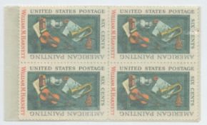 Mint Stamps from the USA, 4 mint stamps of American Painting from 1969 value of six cents each. We