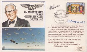 WW2 Battle of Britain pilot Sqn Ldr G Bennions and Mr W Meynell signed 41st anniv of the Guinea