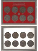 Coins 8 x Halfcrowns - Queen Elizabeth II 1953 to 1960 in presentation case. We combine postage on