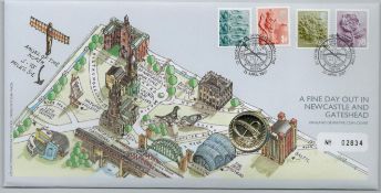 2007 Coin Cover featuring the £1 coin and celebrating 'A Fine day out in Newcastle and Gateshead'