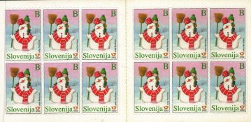 Postage stamps from Slovenian 12 Stamps self-adhesive booklet Mint Condition. Merry Christmas and