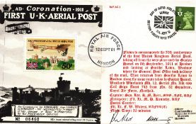 FDC multi signed R.M. Kerr captain Sqn & F. W. Waters Flt. Lt, A.D. Coronation 1911, 70th