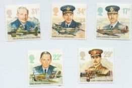 1986 R.A.F Commanders set of 5 mint stamps U.K. We combine postage on multiple winning lots and