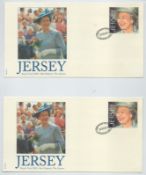 2x FDC's to commemorate the Jersey Royal visit 13th July 2001 both covers are stamped with