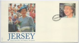 FDC to commemorate the Jersey Royal visit 13th July 2001 stamped with postmarks. We combine