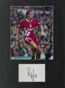 Former Liverpool Defender Rob Jones Signed Signature Card With Colour Photo, Mounted to an overall