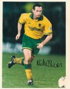 Mike Sheron signed 10x8 inch colour photo pictured in action for Norwich City. Good condition Est.