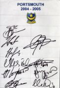 Portsmouth 2004/5 signed team sheet. Signed by 10. Good condition Est.