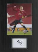 Donny Van De Beek Signed White Signature Piece with Colour Man Utd Photo, Mounted Professionally