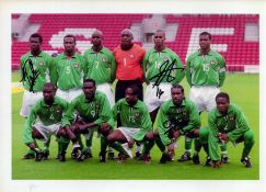 Nigerian football signed 10x8inch colour photo. Signed by 3. Good condition Est.