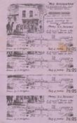 The Gasworks Restaurant, thick lilac background notices 7½ x5 , designed, drawn and signed thick