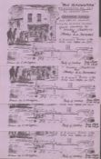 The Gasworks Restaurant, thick lilac background notices 7½ x5 , designed, drawn and signed thick