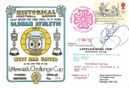 FOOTBALL OLDHAM V WEST HAM UNITED 1990 DAWN FIRST DAY COVER SIGNED BY ANDY RITCHIE. Good condition .
