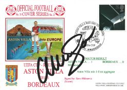 FOOTBALL ASTON VILLA V BORDEAUX 1997 DAWN FIRST DAY COVER SIGNED BY SAVO MILOSEVIC. Good condition .