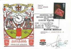 FOOTBALL ARSENAL V CHARLTON ATHLETIC 1989 DAWN FIRST DAY COVER SIGNED BY TONY ADAMS. Good
