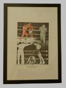 Brian London signed 25x18 inch overall framed and mounted colourised montage print. Frame glass