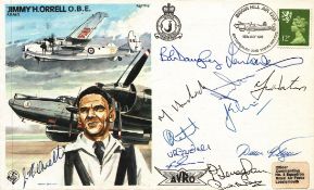 Jimmy H. Orrell OBE signed FDC and the Shackleton crew of 12 Signatures. (Test Pilot Manchester,
