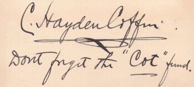 C. Hayden Coffin signed card 3.5x1.5 inch approx in size. Good condition Est.