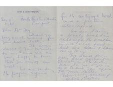 Elsie and Doris Waters signed hand written letter dated 1965. Florence Elsie Waters (19 August