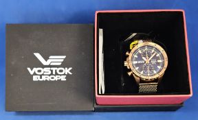Vostok Europe Almaz Space Station Chronograph Limited edition watch in original storage box. The