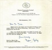 Sir Angus Ogilvy TLS on Drayton Corporation headed paper dated 26th September 1972 interesting