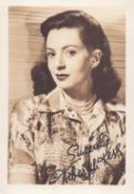 Deborah Kerr printed signature 5x3.5 inch Sepia photo. Good condition Est.