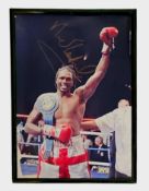 Audley Harrison signed colour photo. Mounted and framed, measures 12x8 inch appx. Frame glass