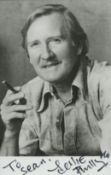 Leslie Phillips signed 6x4 inch black and white photo dedicated. Good condition Est.