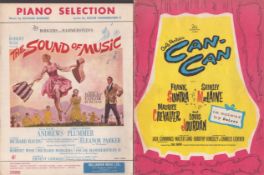 Vintage programmes/music score The Sound of Music piano selection music score and Can-Can programme.