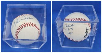 Mike Tyson (Baseball) Signed baseball. Michael Ray Tyson is a former Major League Baseball second