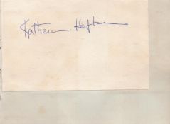 Katharine Hepburn signed 5x4inch overall album page. Katharine Houghton Hepburn was an American