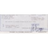 George Clooney signed Marathon National Bank Los Angeles cheque dated 02/08/95. George Timothy