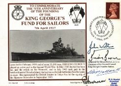 John Walters, Admiral Sir Brian Brown, KCB CBE signed plus 2 others. To Commemorate The 75th
