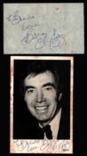 Bernie Clifton signed black and white photo and signed signature card. Photo measures 6x4 inch.