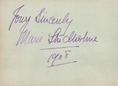 Marie Studholme signed album page 5x4 inch in size. Good condition Est.