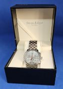 Swan and Edgar London Contrast Timer Automatic Steel watch in original storage watch. Good condition