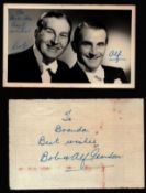 Bob and Alf Pearson signed black and white photo and signature card. Photo measures 5x4 inch.