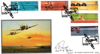 R.L. Davies signed FDC SPITFIRE Five Stamps plus Triple Post Marked 16.7.2002. Good condition Est.