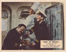 Liz Fraser and Dilys Laye signed Carry On Cruising 10x8 inch colour lobby card. Good condition Est.