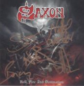 Biff Byford, Nigel Glockler, Nibbs Carter, Doug Scarrett, Brian Tatler signed Saxon CD. Good