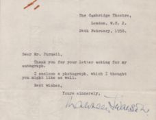 Maureen Swanson TLS dated 24th February 1958. Good condition Est.