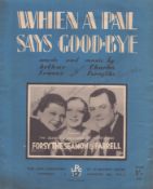 Forsythe, Seamon and Farrel multi signed When a Pal Says Goodbye Music Sheet. Addie Seamon,
