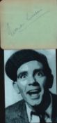 Norman Wisdom signed 5x4 inch album page with accompanying 6x4inch black and white photo. Good