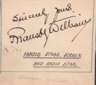 Bransby Williams signed card 4x4 inch approx in size. Good condition Est.