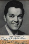 Dickie Valentine signed 6x4 inch black and white promo photo. Good condition Est.
