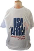 USA for Africa multi signed T shirt signatures include Bob Dylan, Bruce Springsteen, Bill Joel and