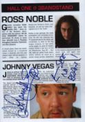 Johnny Vegas signed 12xinch magazine page with image. Good condition Est.