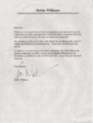 Robin Williams signed TLS content includes a thank you to a fan for interest in his work and news on