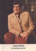Frank Carson signed 6x4inch colour promo photo. Good condition Est.